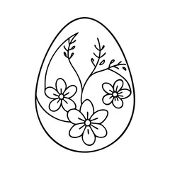 Fototapeta premium egg with floral design icon, egg with floral design line art - simple line art of egg with floral design, perfect for egg with floral design logos and icons