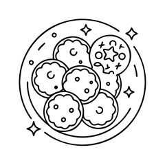 eid cookies icon, eid cookies line art - simple line art of eid cookies, perfect for eid cookies logos and icons
