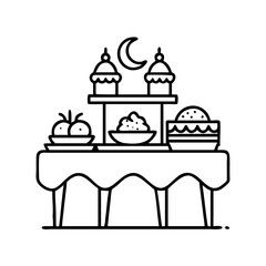 eid dessert table icon, eid dessert table line art - simple line art of eid dessert table, perfect for eid dessert table logos and icons
