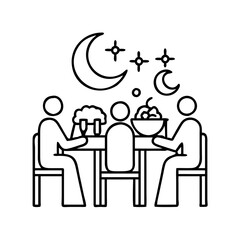 eid dinner icon, eid dinner line art - simple line art of eid dinner, perfect for eid dinner logos and icons