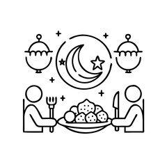 eid dinner icon, eid dinner line art - simple line art of eid dinner, perfect for eid dinner logos and icons