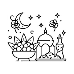 eid feast arrangement icon, eid feast arrangement line art - simple line art of eid feast arrangement, perfect for eid feast arrangement logos and icons
