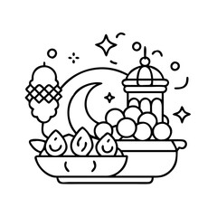 eid feast arrangement icon, eid feast arrangement line art - simple line art of eid feast arrangement, perfect for eid feast arrangement logos and icons