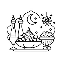 eid feast arrangement icon, eid feast arrangement line art - simple line art of eid feast arrangement, perfect for eid feast arrangement logos and icons