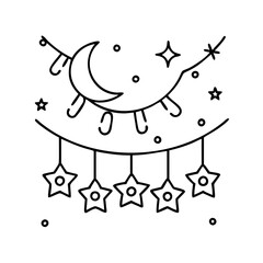eid garland icon, eid garland line art - simple line art of eid garland, perfect for eid garland logos and icons