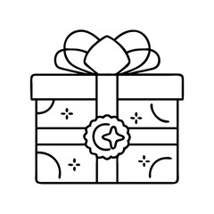 eid gift box with ribbon icon, eid gift box with ribbon line art - simple line art of eid gift box with ribbon, perfect for eid gift box with ribbon logos and icons