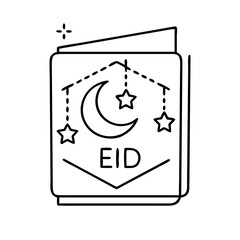 eid greeting card icon, eid greeting card line art - simple line art of eid greeting card, perfect for eid greeting card logos and icons