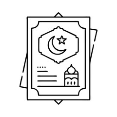 eid invitation card icon, eid invitation card line art - simple line art of eid invitation card, perfect for eid invitation card logos and icons