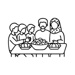 eid meal with family icon, eid meal with family line art - simple line art of eid meal with family, perfect for eid meal with family logos and icons