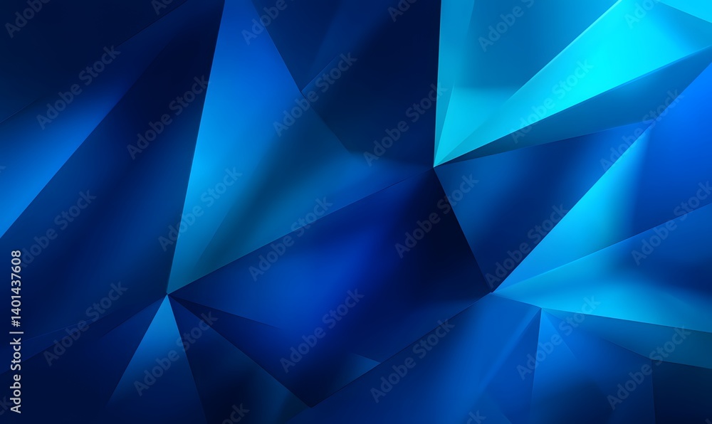 Poster abstract blue geometric shapes with light and shadow creating a modern design background