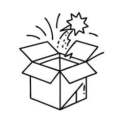 exploding gag box icon, exploding gag box line art - simple line art of exploding gag box, perfect for exploding gag box logos and icons