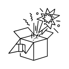 exploding gag box icon, exploding gag box line art - simple line art of exploding gag box, perfect for exploding gag box logos and icons