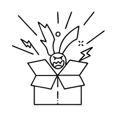 exploding gag box icon, exploding gag box line art - simple line art of exploding gag box, perfect for exploding gag box logos and icons
