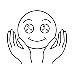 face with hands icon, face with hands line art - simple line art of face with hands, perfect for face with hands logos and icons