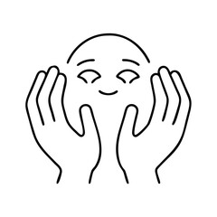 face with hands icon, face with hands line art - simple line art of face with hands, perfect for face with hands logos and icons