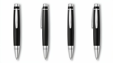 Black Pens on White Background