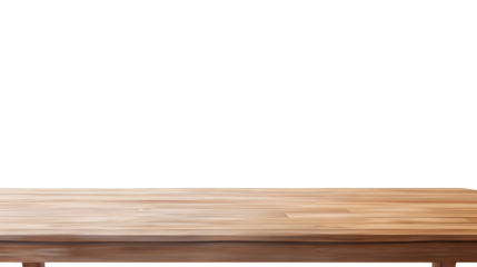 Professional Wooden Desk with Tranquil Blue Sea Landscape Isolated on White Background - Stock Image