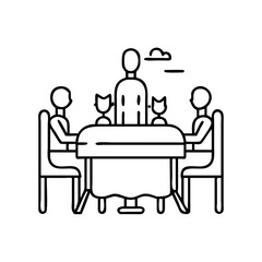 family dinner table icon, family dinner table line art - simple line art of family dinner table, perfect for family dinner table logos and icons