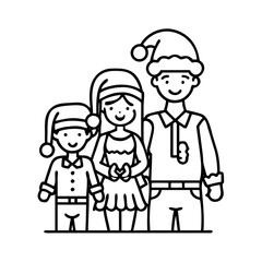 family dressed in festive attire icon, family dressed in festive attire line art - simple line art of family dressed in festive attire, perfect for family dressed in festive attire logos and icons