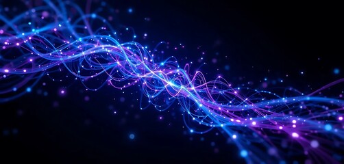 Fototapeta premium Neon Light Energy Stream Abstract Digital Background