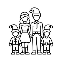 family dressed in festive attire icon, family dressed in festive attire line art - simple line art of family dressed in festive attire, perfect for family dressed in festive attire logos and icons