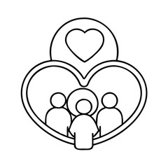 family heart ring icon, family heart ring line art - simple line art of family heart ring, perfect for family heart ring logos and icons