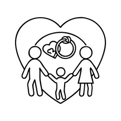 family heart ring icon, family heart ring line art - simple line art of family heart ring, perfect for family heart ring logos and icons