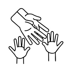 family helping hands icon, family helping hands line art - simple line art of family helping hands, perfect for family helping hands logos and icons