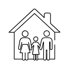 family home icon, family home line art - simple line art of family home, perfect for family home logos and icons