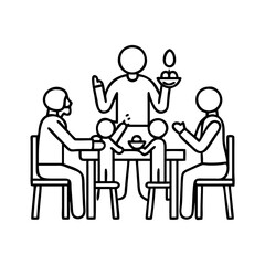 family meal blessing icon, family meal blessing line art - simple line art of family meal blessing, perfect for family meal blessing logos and icons