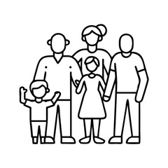 family outing icon, family outing line art - simple line art of family outing, perfect for family outing logos and icons