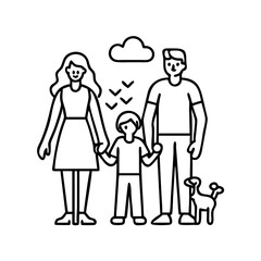 family outing icon, family outing line art - simple line art of family outing, perfect for family outing logos and icons