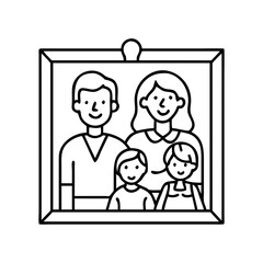 family portrait icon, family portrait line art - simple line art of family portrait, perfect for family portrait logos and icons