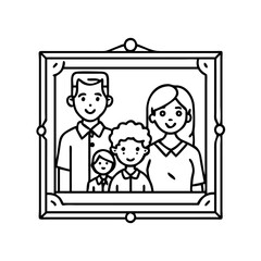 family portrait frame icon, family portrait frame line art - simple line art of family portrait frame, perfect for family portrait frame logos and icons