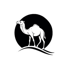 camel silhouette logo vector line art logo design
