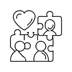 family puzzle heart icon, family puzzle heart line art - simple line art of family puzzle heart, perfect for family puzzle heart logos and icons