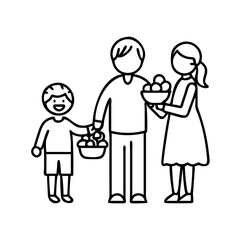 family sharing sweets icon, family sharing sweets line art - simple line art of family sharing sweets, perfect for family sharing sweets logos and icons