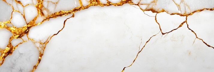 Elegant Gold Veined Marble Texture - Luxurious white marble background with golden veins, ideal for design projects needing a sophisticated and elegant touch