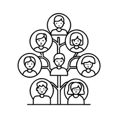family tree icon, family tree line art - simple line art of family tree, perfect for family tree logos and icons
