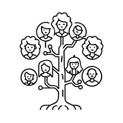 family tree roots icon, family tree roots line art - simple line art of family tree roots, perfect for family tree roots logos and icons