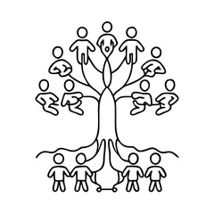 family tree roots icon, family tree roots line art - simple line art of family tree roots, perfect for family tree roots logos and icons