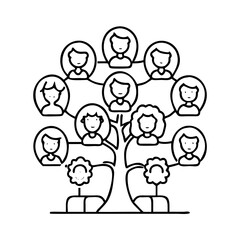 family tree icon, family tree line art - simple line art of family tree, perfect for family tree logos and icons