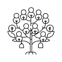 family tree roots icon, family tree roots line art - simple line art of family tree roots, perfect for family tree roots logos and icons