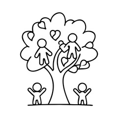 family values tree icon, family values tree line art - simple line art of family values tree, perfect for family values tree logos and icons