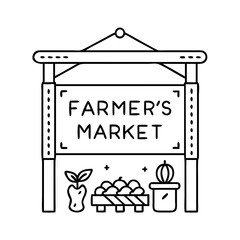farmer s market sign icon, farmer s market sign line art - simple line art of farmer s market sign, perfect for farmer s market sign logos and icons