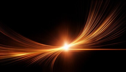 shining lens streaks and orange flare glow black background luminous accents