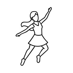 female dancer icon, female dancer line art - simple line art of female dancer, perfect for female dancer logos and icons
