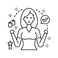 female in blue icon, female in blue line art - simple line art of female in blue, perfect for female in blue logos and icons