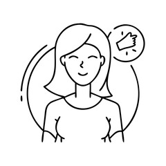 female in blue icon, female in blue line art - simple line art of female in blue, perfect for female in blue logos and icons