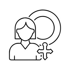 female mentor symbol icon, female mentor symbol line art - simple line art of female mentor symbol, perfect for female mentor symbol logos and icons